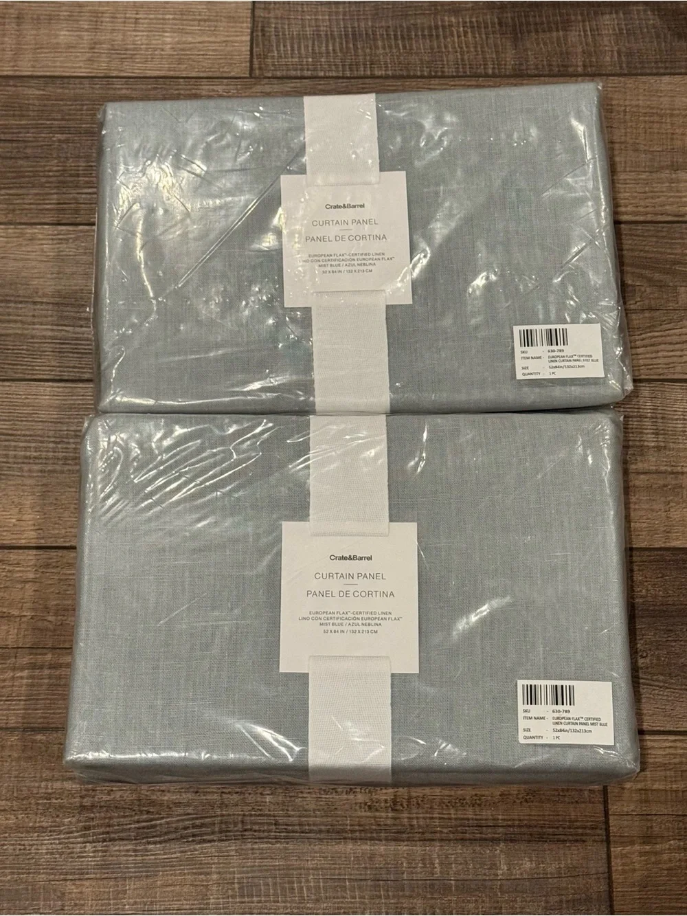 Crate & Barrel European Flax Linen Curtain Panels 52